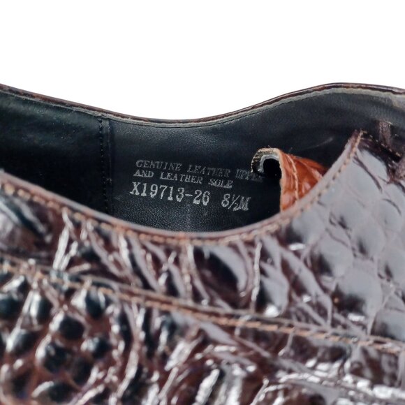 Giorgio Brutini Leather Crocodile Dress Shoe 8.5M Brown Square Toe Classic Style - Picture 9 of 11